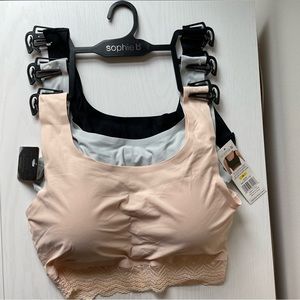 NWT Sophie B Women’s Size Medium Pack Of 3 Invisible Edge Bralettes